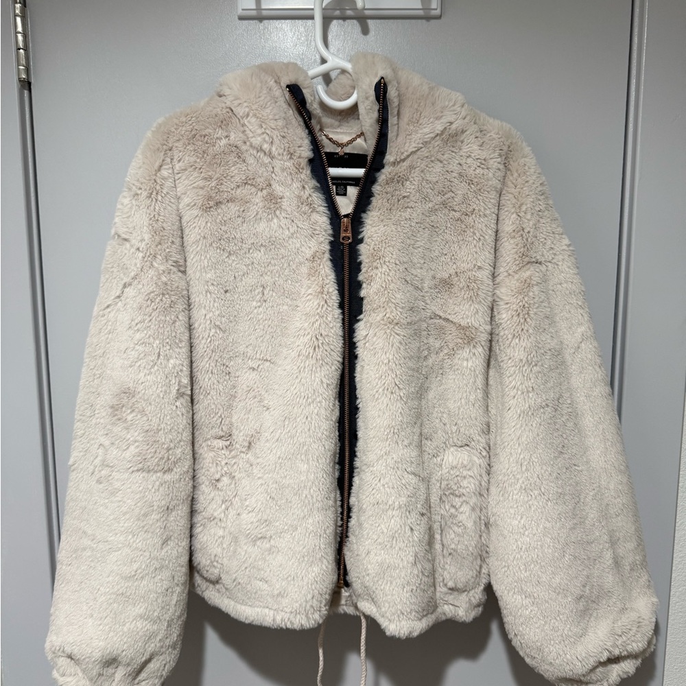 Lucky Brand Cream Faux Fur Jacket